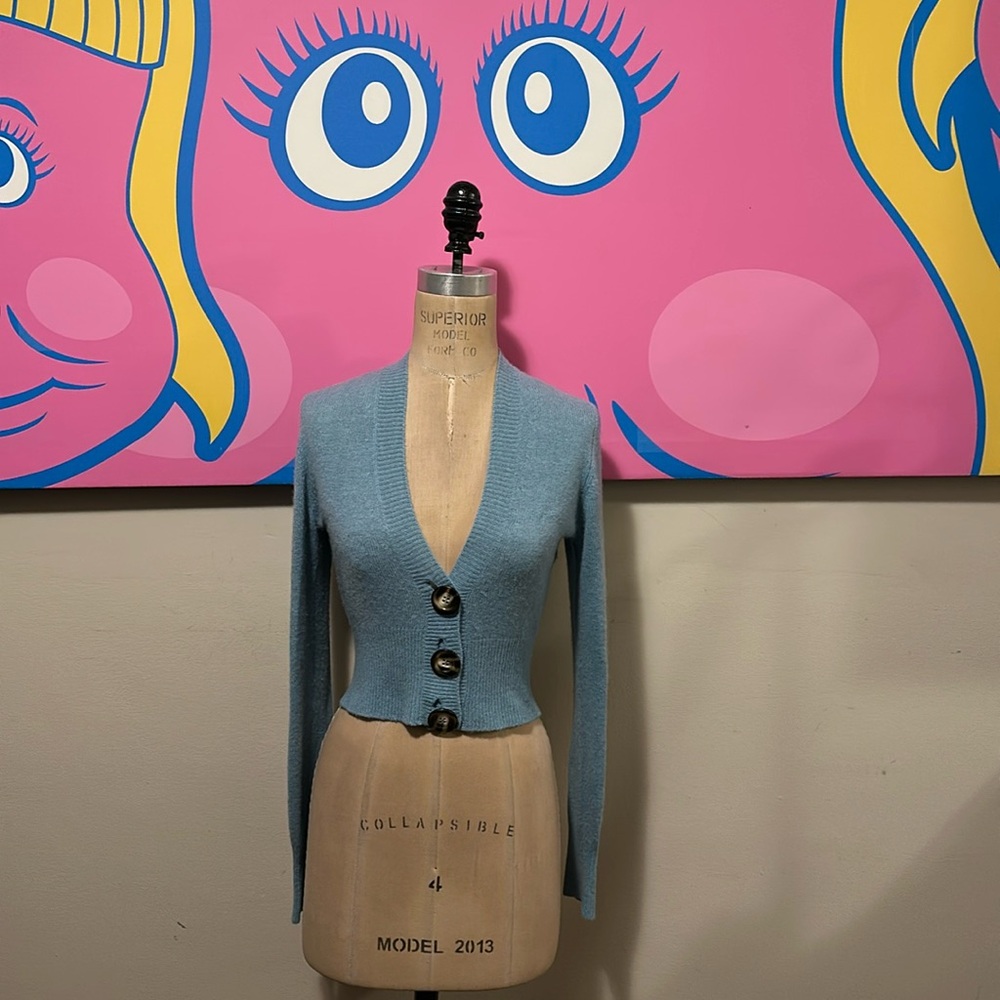 Chloe Blue Cropped cashmere Cardigan Sweater